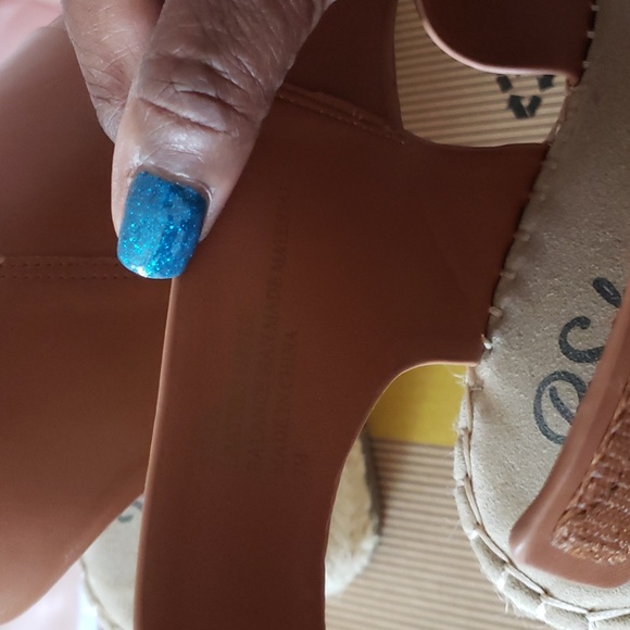 Espadrille wedge leather sandals - Picture 3 of 5